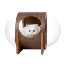 画像をギャラリービューアに読み込む, 【猫用】 ベッド MYZOO-宇宙船ALPHA(ウォールナット素材)