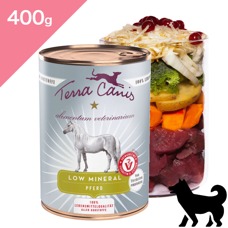 正規品【犬用】TerraCanis テラカニス アリベット ローミネラル 馬肉 （低ミネラル） 尿路・膀胱の健康維持 ドッグ ドッグフード ウェットフード コンプリート食（TerraCanis Low Mineral Horse Carrot Pumpkin Potato Wetfood）